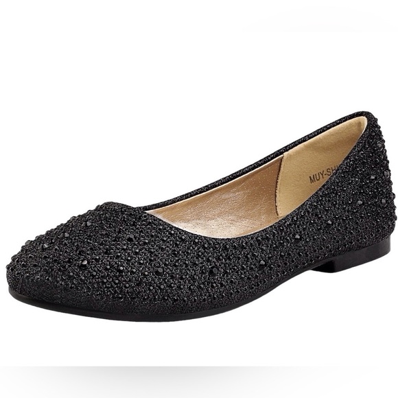 Dream Pairs Other - Dream Pairs Girls MUY-SHINE Flats Black Glitter Slip On Flats Size-4 NIB
